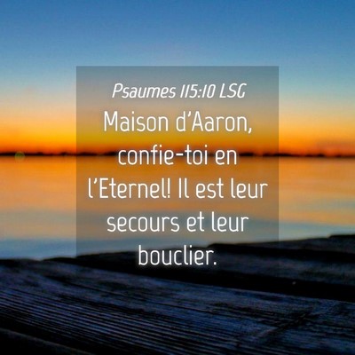 Picture 04 - Psaumes 115:10 LSG - Maison d'Aaron, confie-toi en l'Eternel! Il est - Bible Verse Picture