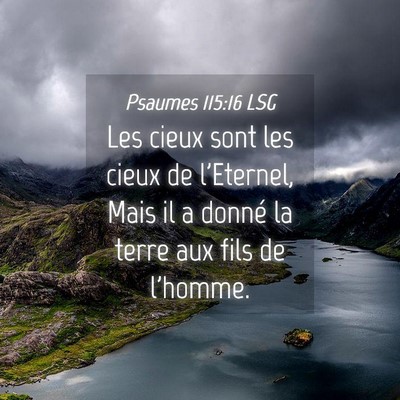 Picture 04 - Psaumes 115:16 LSG - Les cieux sont les cieux de l'Eternel, Mais il a - Bible Verse Picture