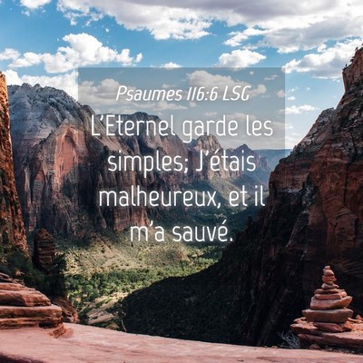 Picture 04 - Psaumes 116:6 LSG - L'Eternel garde les simples; J'étais malheureux, - Bible Verse Picture