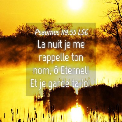 Picture 04 - Psaumes 119:55 LSG - La nuit je me rappelle ton nom, ô Eternel! Et je - Bible Verse Picture