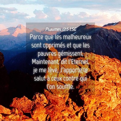 Picture 04 - Psaumes 12:5 LSG - Parce que les malheureux sont opprimés et que - Bible Verse Picture