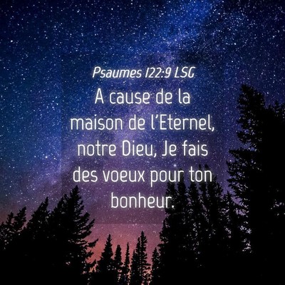 Picture 04 - Psaumes 122:9 LSG - A cause de la maison de l'Eternel, notre Dieu, Je - Bible Verse Picture