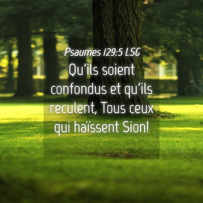 Picture 04 - Psaumes 129:5 LSG - Qu'ils soient confondus et qu'ils reculent, Tous - Bible Verse Picture