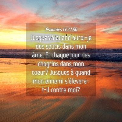 Picture 04 - Psaumes 13:2 LSG - Jusques à quand aurai-je des soucis dans mon - Bible Verse Picture