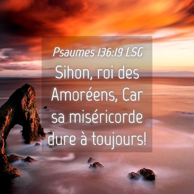 Picture 04 - Psaumes 136:19 LSG - Sihon, roi des Amoréens, Car sa miséricorde - Bible Verse Picture