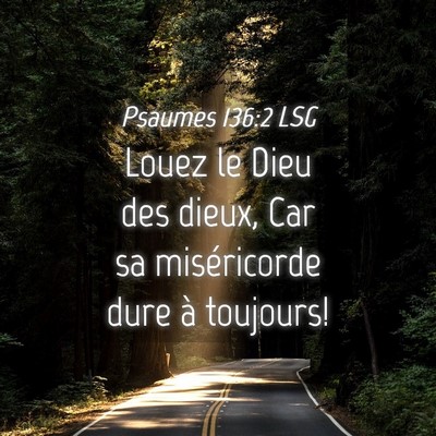 Picture 04 - Psaumes 136:2 LSG - Louez le Dieu des dieux, Car sa miséricorde dure - Bible Verse Picture