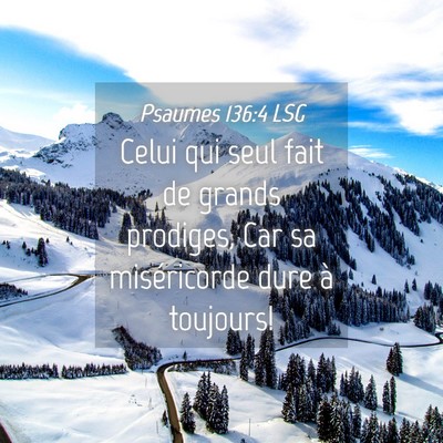 Picture 04 - Psaumes 136:4 LSG - Celui qui seul fait de grands prodiges, Car sa - Bible Verse Picture