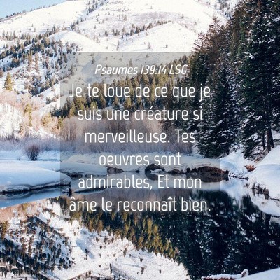 Picture 04 - Psaumes 139:14 LSG - Je te loue de ce que je suis une créature si - Bible Verse Picture