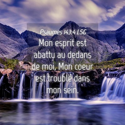 Picture 04 - Psaumes 143:4 LSG - Mon esprit est abattu au dedans de moi, Mon coeur - Bible Verse Picture