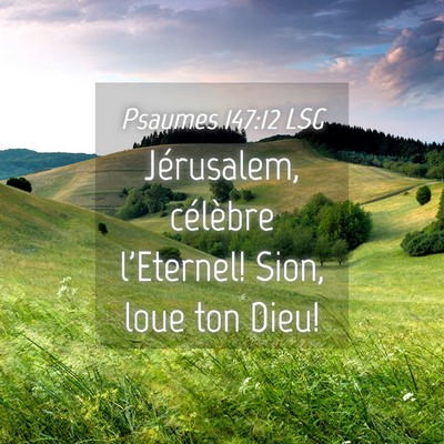 Picture 04 - Psaumes 147:12 LSG - Jérusalem, célèbre l'Eternel! Sion, loue ton - Bible Verse Picture