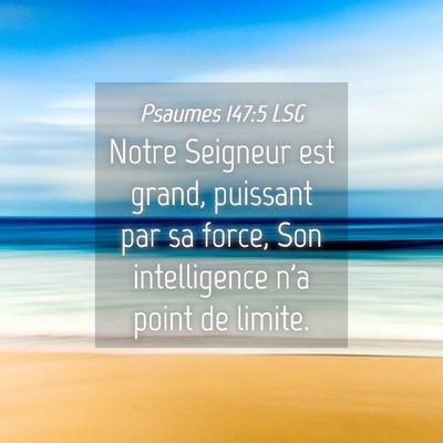 Picture 04 - Psaumes 147:5 LSG - Notre Seigneur est grand, puissant par sa force, - Bible Verse Picture