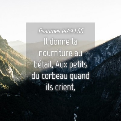 Picture 04 - Psaumes 147:9 LSG - Il donne la nourriture au bétail, Aux petits du - Bible Verse Picture
