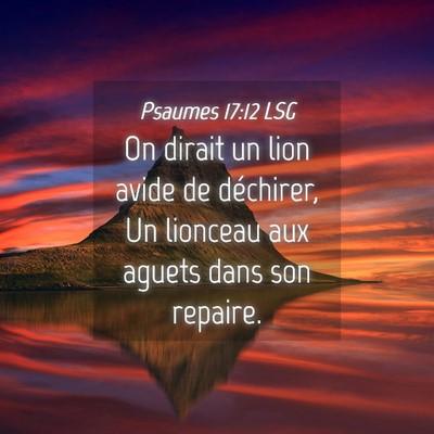 Picture 04 - Psaumes 17:12 LSG - On dirait un lion avide de déchirer, Un lionceau - Bible Verse Picture