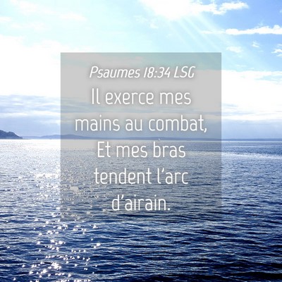 Picture 04 - Psaumes 18:34 LSG - Il exerce mes mains au combat, Et mes bras - Bible Verse Picture