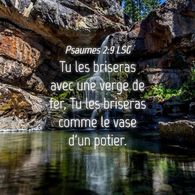 Picture 04 - Psaumes 2:9 LSG - Tu les briseras avec une verge de fer, Tu les - Bible Verse Picture