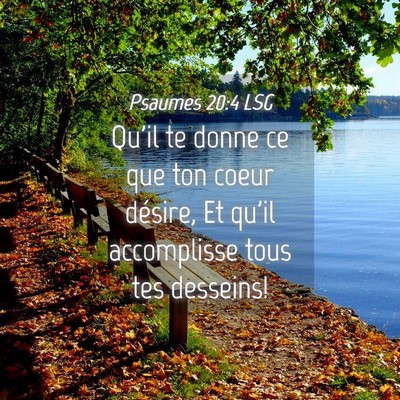 Picture 04 - Psaumes 20:4 LSG - Qu'il te donne ce que ton coeur désire, Et qu'il - Bible Verse Picture
