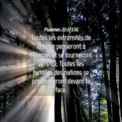 Picture 04 - Psaumes 22:27 LSG - Toutes les extrémités de la terre penseront à - Bible Verse Picture