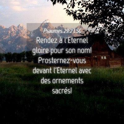 Picture 04 - Psaumes 29:2 LSG - Rendez à l'Eternel gloire pour son nom! - Bible Verse Picture