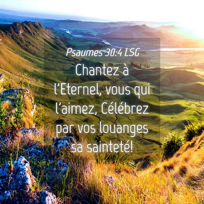 Picture 04 - Psaumes 30:4 LSG - Chantez à l'Eternel, vous qui l'aimez, - Bible Verse Picture