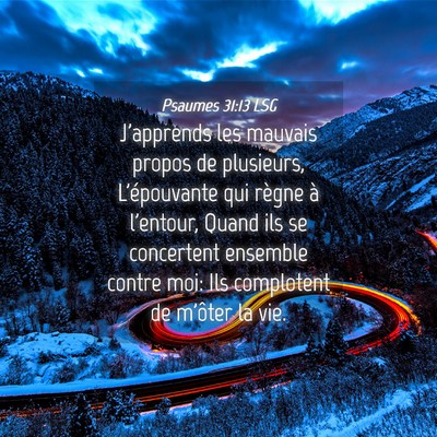 Picture 04 - Psaumes 31:13 LSG - J'apprends les mauvais propos de plusieurs, - Bible Verse Picture