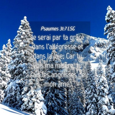 Picture 04 - Psaumes 31:7 LSG - Je serai par ta grâce dans l'allégresse et dans - Bible Verse Picture
