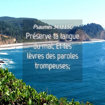 Picture 04 - Psaumes 34:13 LSG - Préserve ta langue du mal, Et tes lèvres des - Bible Verse Picture