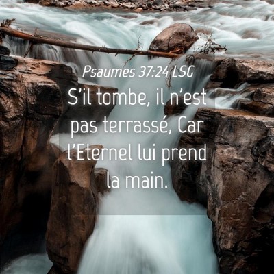 Picture 04 - Psaumes 37:24 LSG - S'il tombe, il n'est pas terrassé, Car l'Eternel - Bible Verse Picture