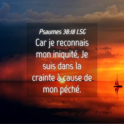 Picture 04 - Psaumes 38:18 LSG - Car je reconnais mon iniquité, Je suis dans la - Bible Verse Picture