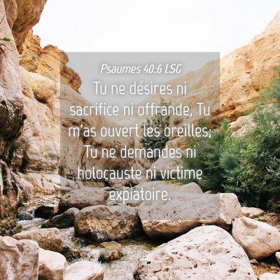 Picture 04 - Psaumes 40:6 LSG - Tu ne désires ni sacrifice ni offrande, Tu m'as - Bible Verse Picture
