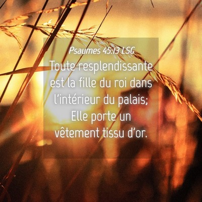 Picture 04 - Psaumes 45:13 LSG - Toute resplendissante est la fille du roi dans - Bible Verse Picture