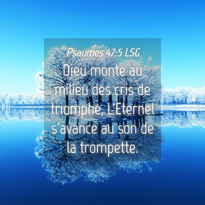 Picture 04 - Psaumes 47:5 LSG - Dieu monte au milieu des cris de triomphe, - Bible Verse Picture