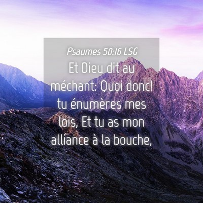 Picture 04 - Psaumes 50:16 LSG - Et Dieu dit au méchant: Quoi donc! tu énumères - Bible Verse Picture