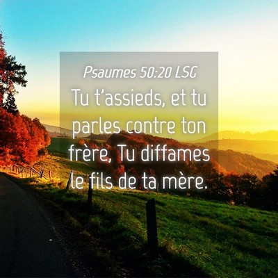 Picture 04 - Psaumes 50:20 LSG - Tu t'assieds, et tu parles contre ton frère, Tu - Bible Verse Picture