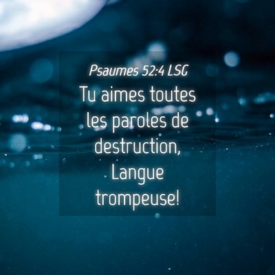 Picture 04 - Psaumes 52:4 LSG - Tu aimes toutes les paroles de destruction, - Bible Verse Picture