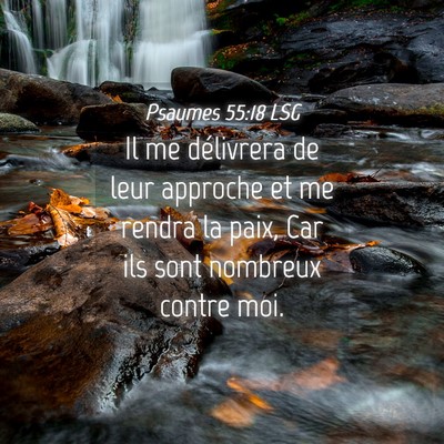 Picture 04 - Psaumes 55:18 LSG - Il me délivrera de leur approche et me rendra la - Bible Verse Picture