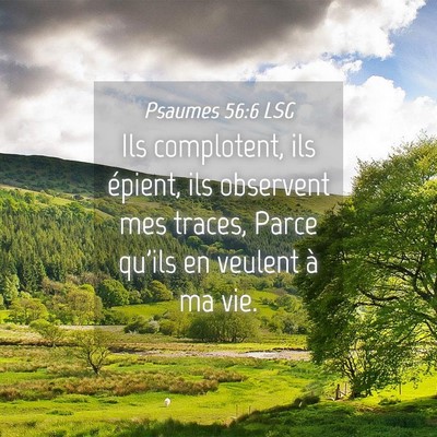 Picture 04 - Psaumes 56:6 LSG - Ils complotent, ils épient, ils observent mes - Bible Verse Picture