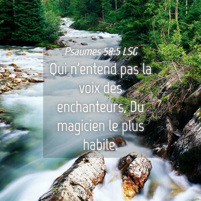 Picture 04 - Psaumes 58:5 LSG - Qui n'entend pas la voix des enchanteurs, Du - Bible Verse Picture