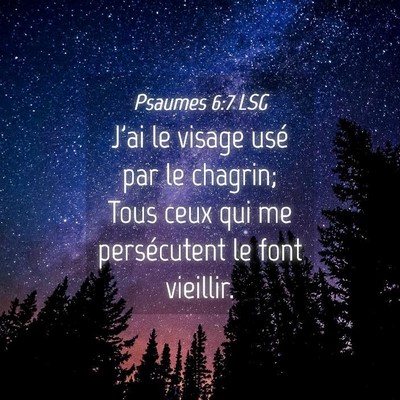 Picture 04 - Psaumes 6:7 LSG - J'ai le visage usé par le chagrin; Tous ceux qui - Bible Verse Picture