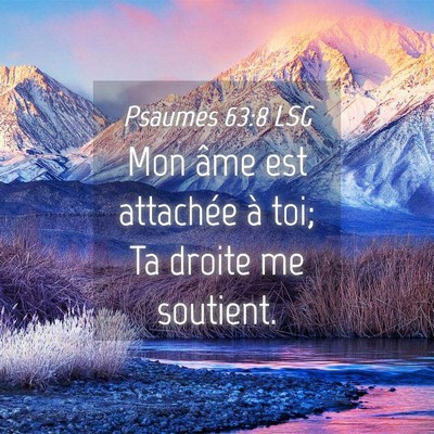 Picture 04 - Psaumes 63:8 LSG - Mon âme est attachée à toi; Ta droite me - Bible Verse Picture