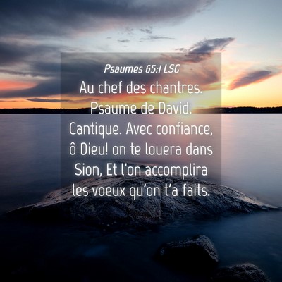 Picture 04 - Psaumes 65:1 LSG - Au chef des chantres. Psaume de David. Cantique. - Bible Verse Picture