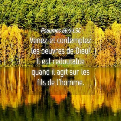 Picture 04 - Psaumes 66:5 LSG - Venez et contemplez les oeuvres de Dieu! Il est - Bible Verse Picture
