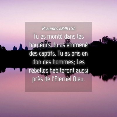 Picture 04 - Psaumes 68:18 LSG - Tu es monté dans les hauteurs, tu as emmené des - Bible Verse Picture