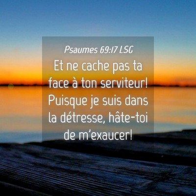 Picture 04 - Psaumes 69:17 LSG - Et ne cache pas ta face à ton serviteur! Puisque - Bible Verse Picture