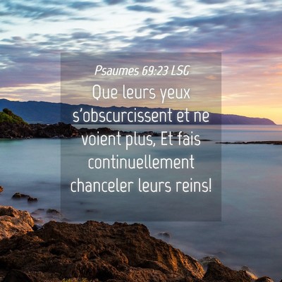 Picture 04 - Psaumes 69:23 LSG - Que leurs yeux s'obscurcissent et ne voient plus, - Bible Verse Picture