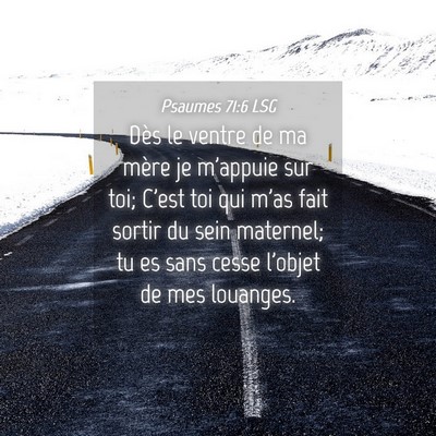 Picture 04 - Psaumes 71:6 LSG - Dès le ventre de ma mère je m'appuie sur toi; - Bible Verse Picture