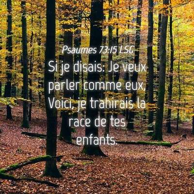 Picture 04 - Psaumes 73:15 LSG - Si je disais: Je veux parler comme eux, Voici, je - Bible Verse Picture