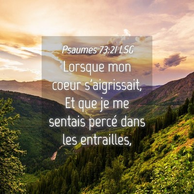 Picture 04 - Psaumes 73:21 LSG - Lorsque mon coeur s'aigrissait, Et que je me - Bible Verse Picture