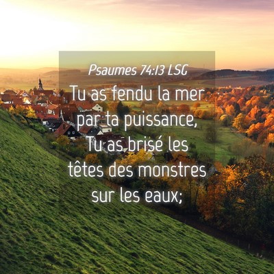 Picture 04 - Psaumes 74:13 LSG - Tu as fendu la mer par ta puissance, Tu as brisé - Bible Verse Picture