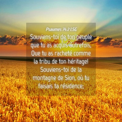 Picture 04 - Psaumes 74:2 LSG - Souviens-toi de ton peuple que tu as acquis - Bible Verse Picture