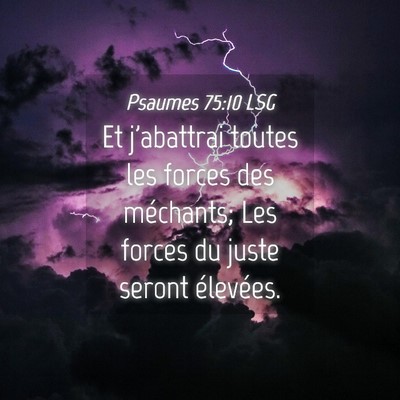 Picture 04 - Psaumes 75:10 LSG - Et j'abattrai toutes les forces des méchants; - Bible Verse Picture